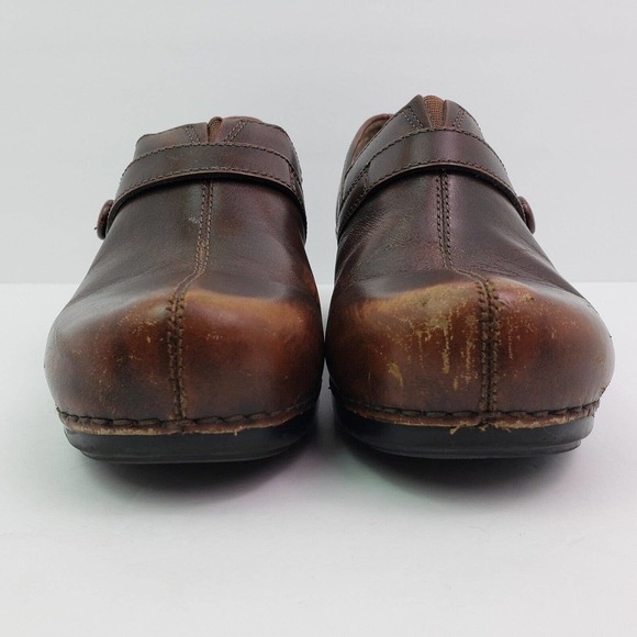 Dansko Womens Size EU 41 US 10.5-11 Brown Leather Slip On Work Nurse Clog Shoes - Picture 6 of 13